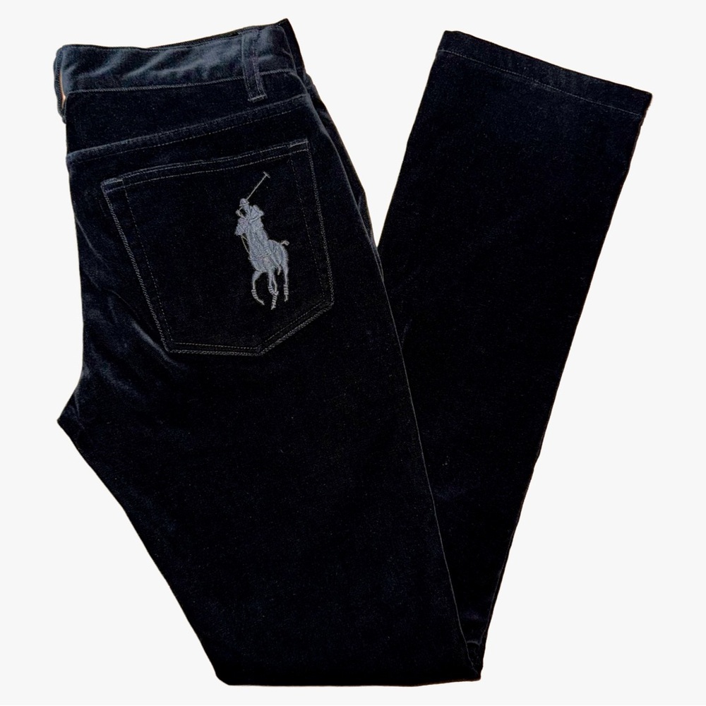 Ralph Lauren Black Label Black Velvet Straight Leg Jeans Quiet Luxury Heritage